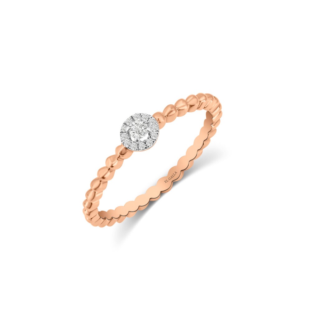 Rosy Beaded Band Diamond Ring - EL GALLA JEWELLERY