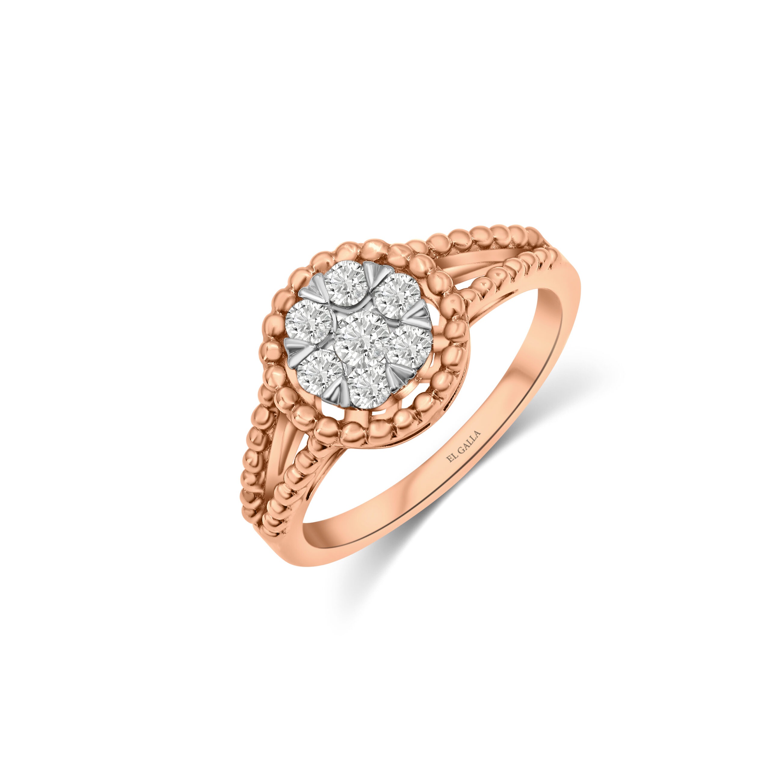 Beaded Halo Rose Diamond Ring - EL GALLA JEWELLERY