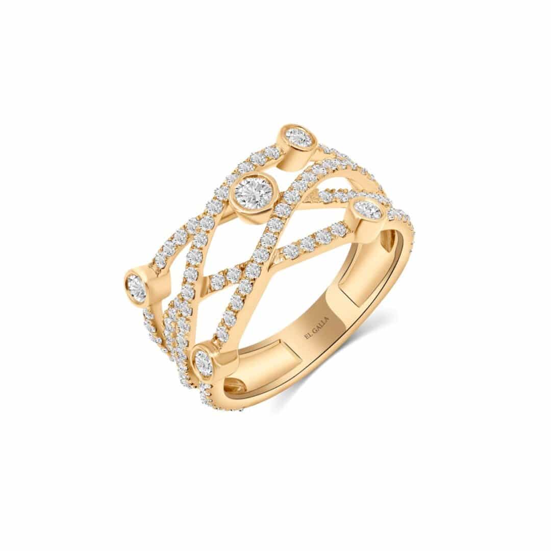 Golden Gleam Diamond Maze Ring