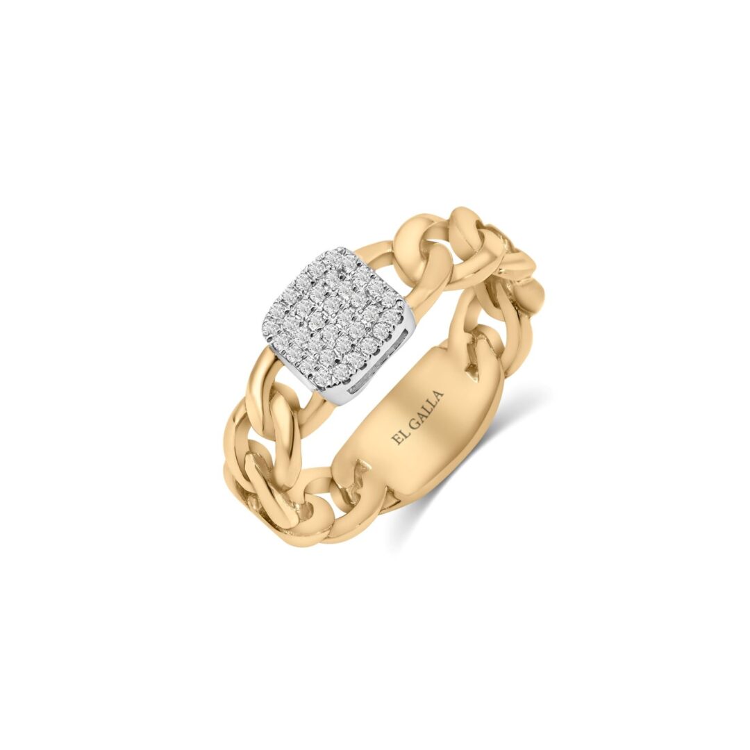 Intertwined Diamond Cuban Chain Ring