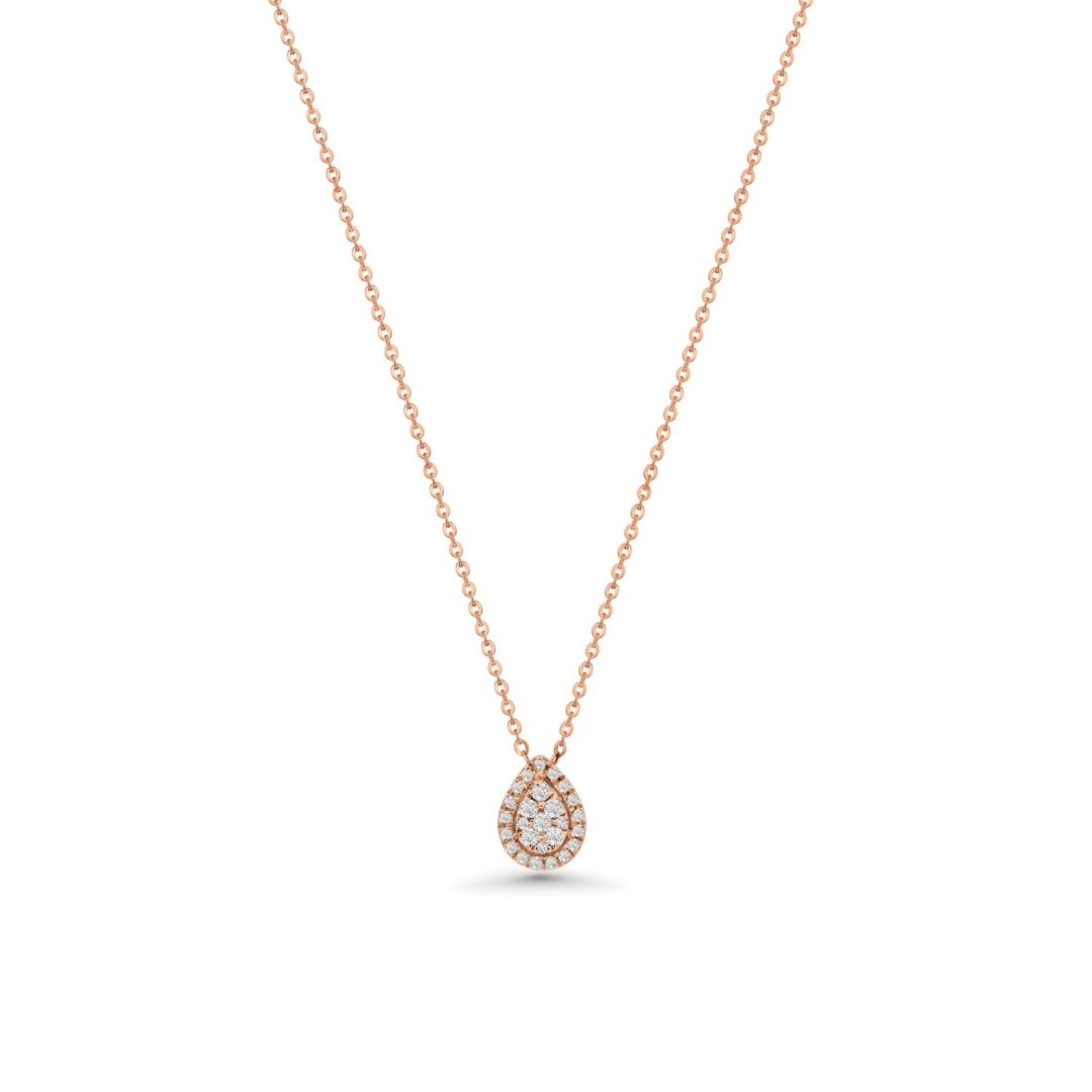 Rose & White Gold Pear Shape Diamond Necklace