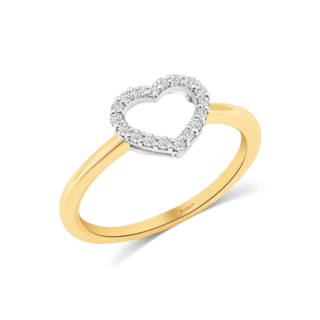 heartshaped 18k yellow gold diamond ring from el galla gifting jewelry for her collection