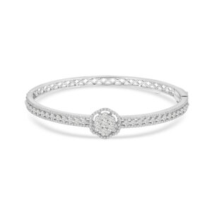 a white backround image for a diamond bangle by El Galla featuring its bridal coellection