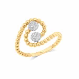 Beaded Swirl Diamond Ring