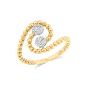 Beaded Swirl Diamond Ring