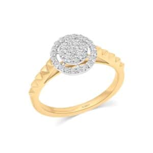 Diamond Circle Charm Edged Ring