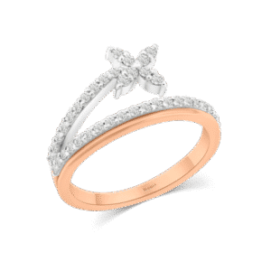 Diamond Crossover Flower Ring