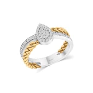 Duo Tone Pear Twist Chain Ring