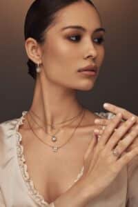 Golden Hoop Diamond Earrings - Image 2