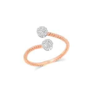 Rose Gold Duo Halo Cuff Ring