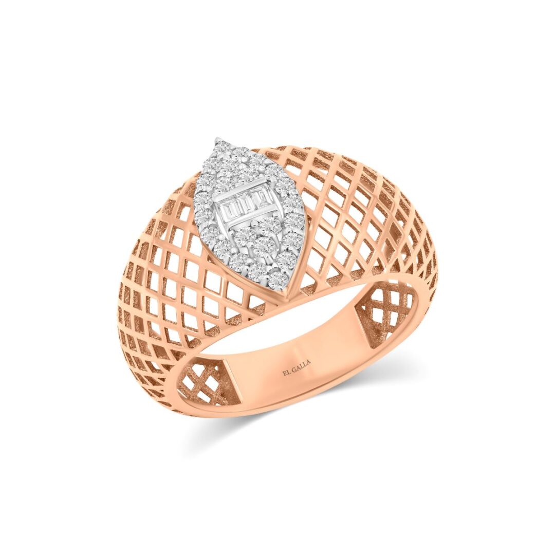 Rose Gold Marquise Cage Ring