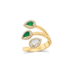 Teardrop Trio Emerald & Diamond Ring