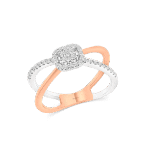 Two-Tone Cushion Cluster Ring