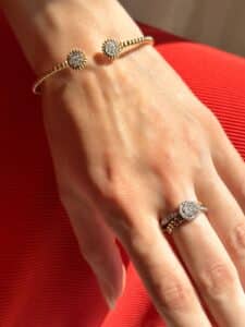 Yellow Diamond Dot Open Bangle - Image 2